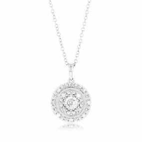 1/6 Carat Diamond Round Pendant in Sterling Silver