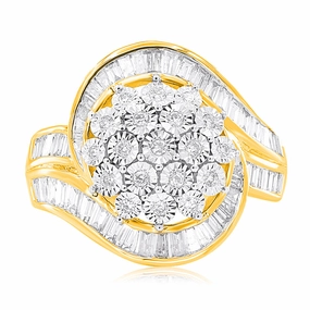 1 Carat Diamond Swirl Ring in 9ct Yellow Gold