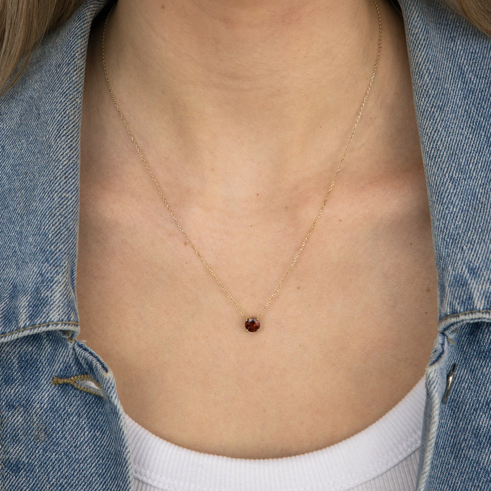1 Carat Red Garnet Pendant with 45cm Chain in 9ct Yellow Gold