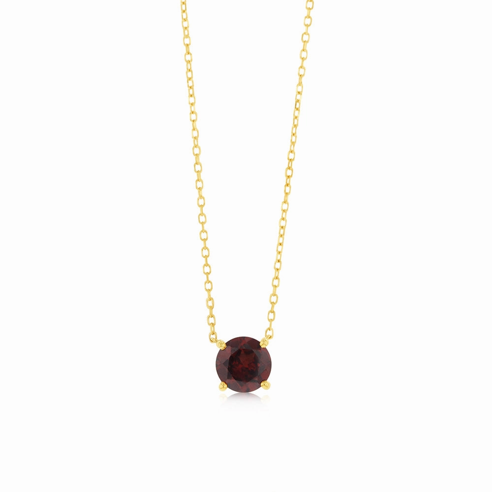 1 Carat Red Garnet Pendant with 45cm Chain in 9ct Yellow Gold