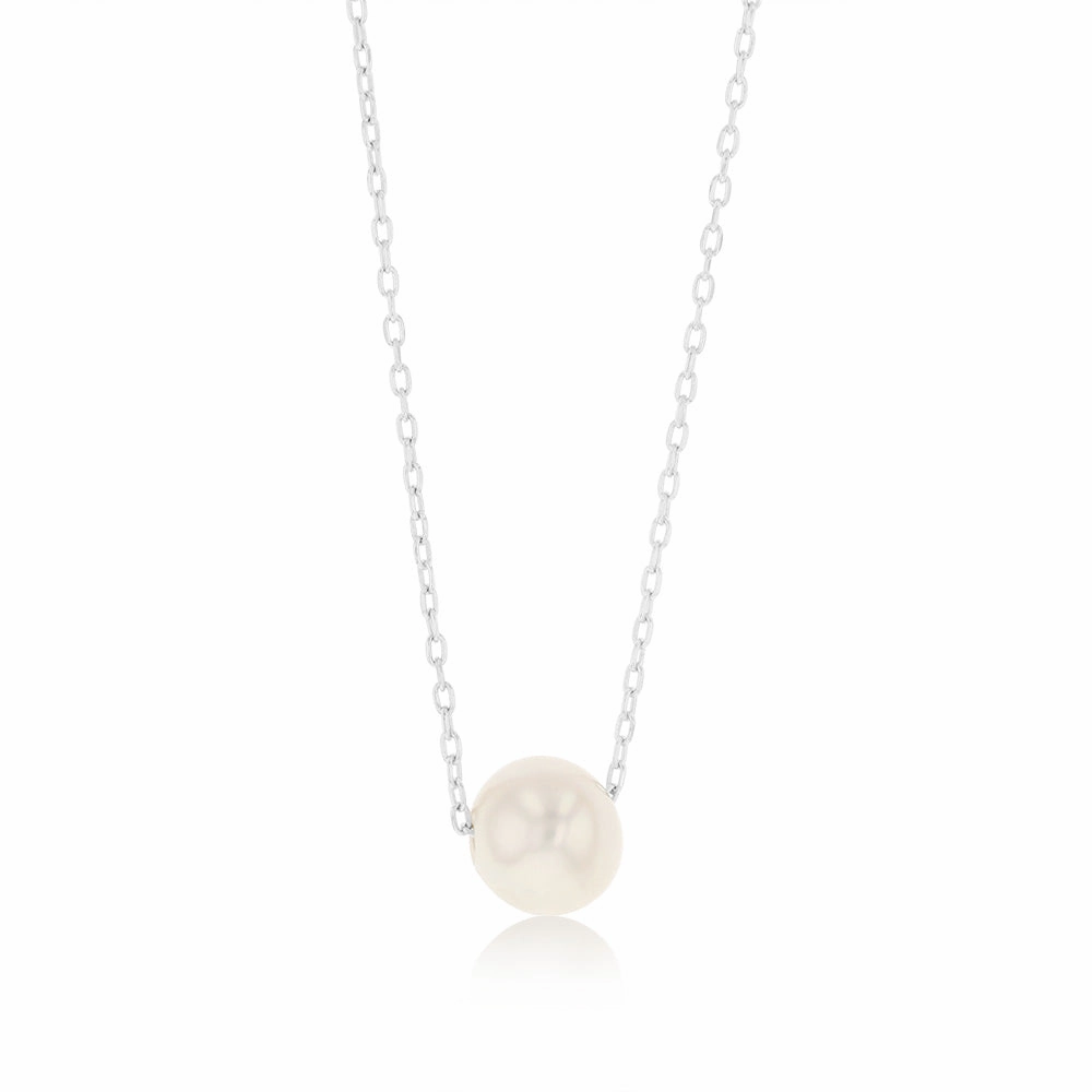 7-8mm White Fresh Water Pearl Pendant in Sterling Silver