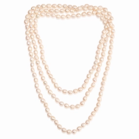 8-9mm White Rice Pearl 162.5cm Long Necklace