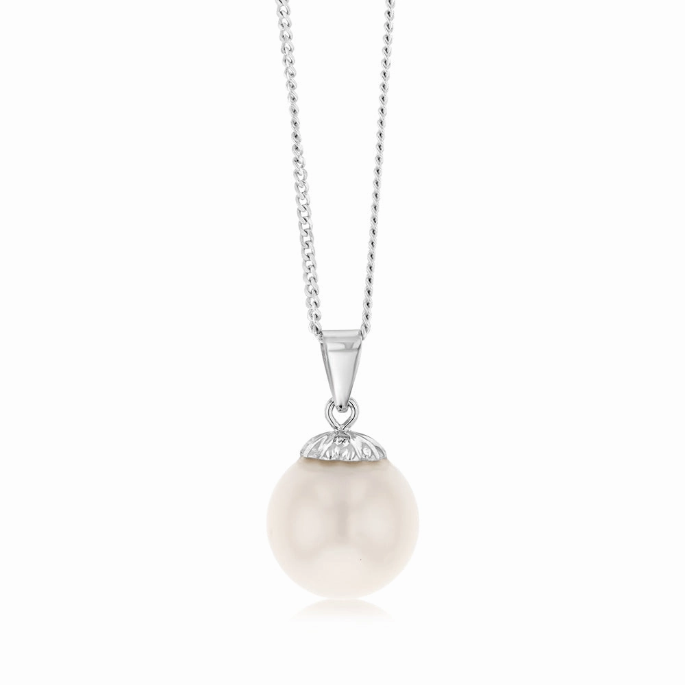 9-11mm White South Sea Pearl Pendant in 14ct White Gold