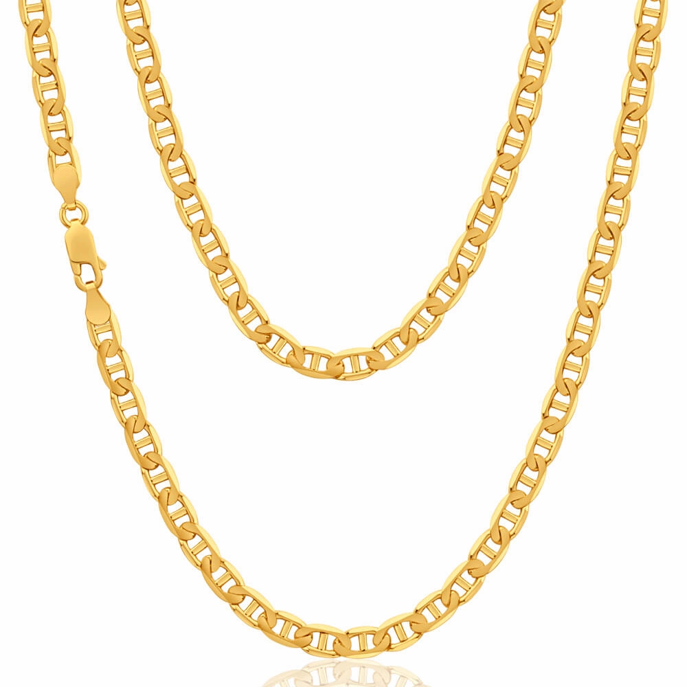 9ct Alluring Yellow Solid Gold 55cm Anchor Chain
