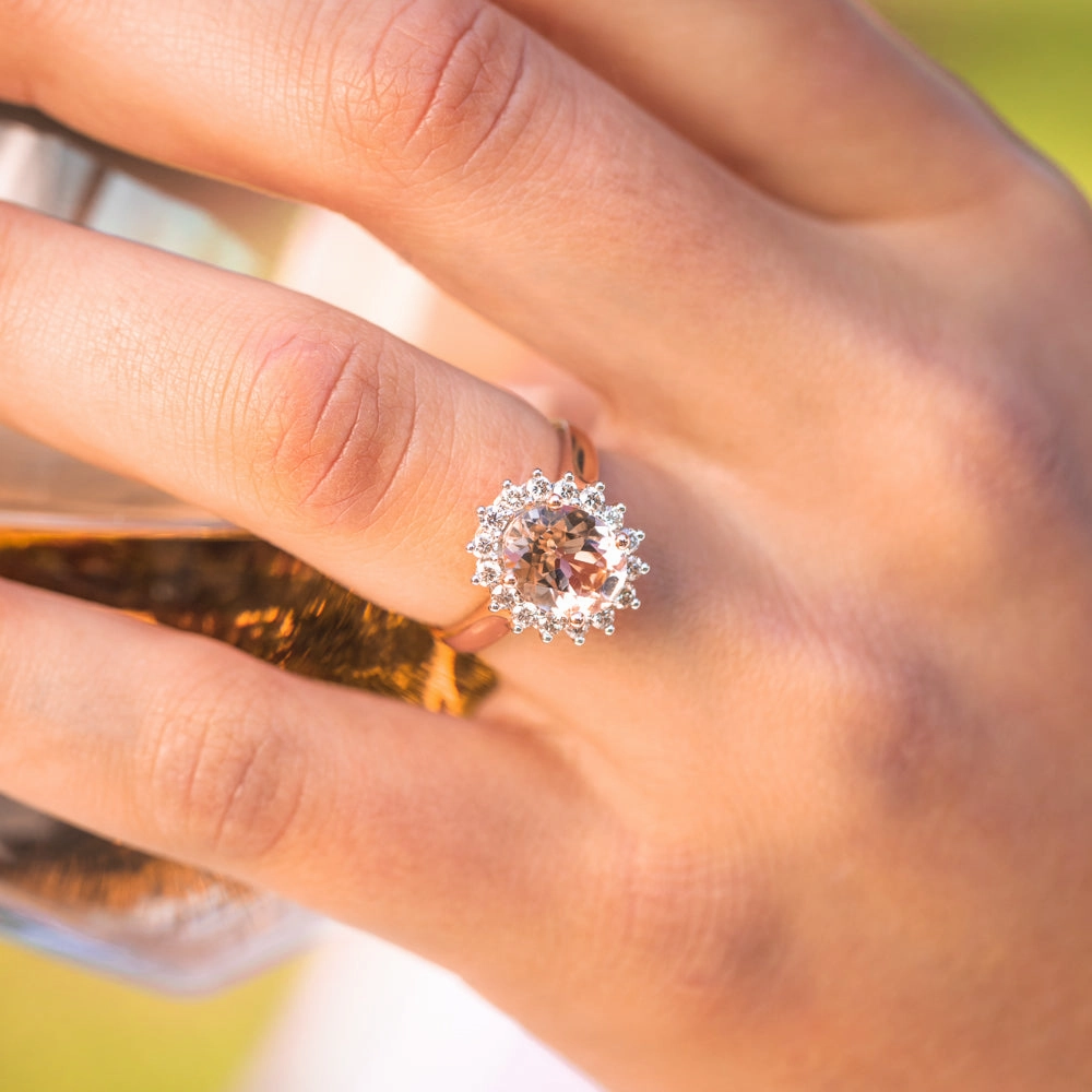 9ct Rose Gold 2.30ct Morganite and 1/2 Carat Diamond Ring