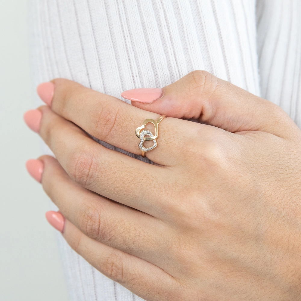 9ct Superb Yellow Gold 2 Diamonds Ring