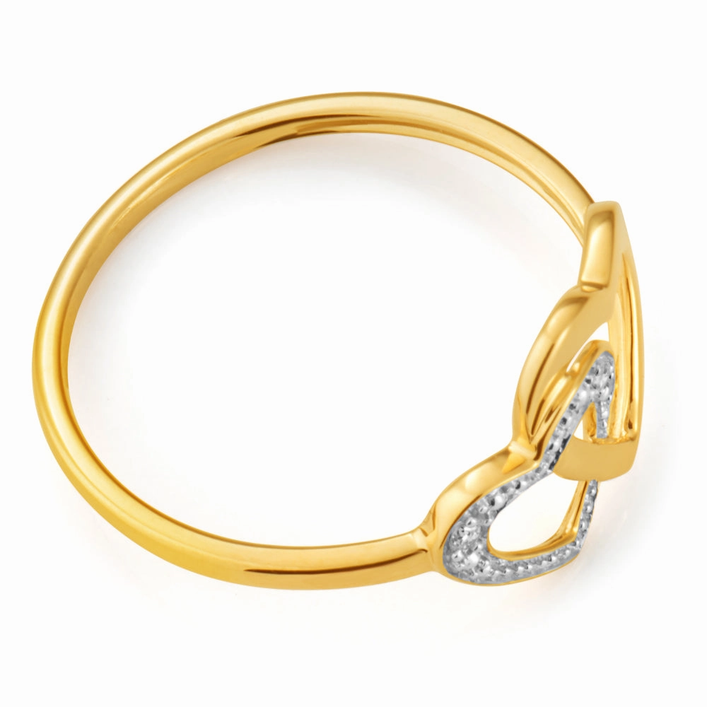 9ct Superb Yellow Gold 2 Diamonds Ring