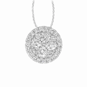 9ct White Gold 1/2 Carat Diamond Cluster Pendant on 45cm Chain