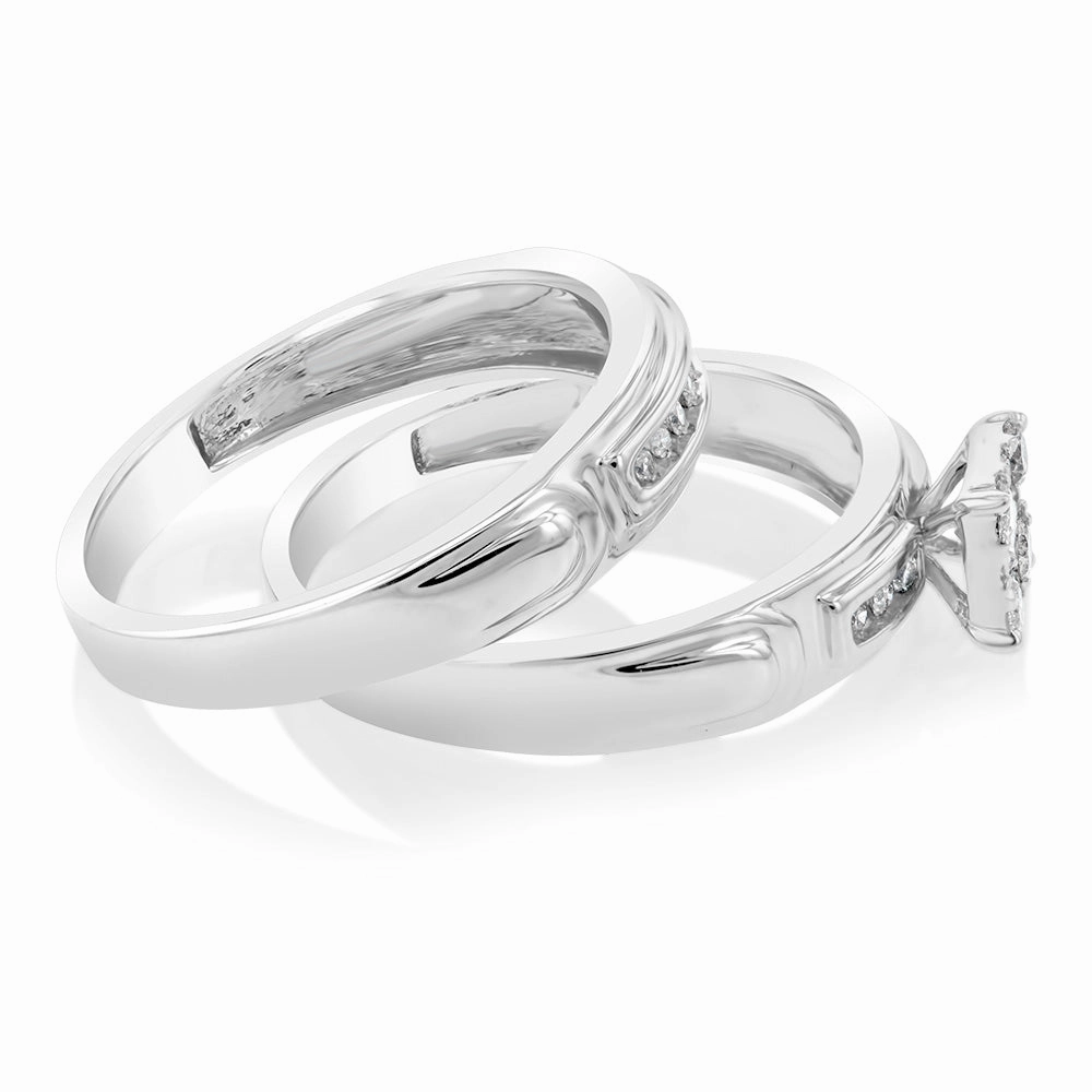 9ct White Gold 1/3 Carat Diamond Bridal Ring Set With 23 Brilliant Cut Diamonds
