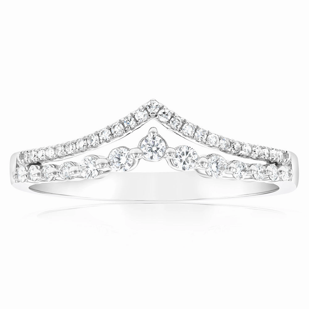 9ct White Gold 1/3 Carat Luminesce Lab Grown Diamond V Dress Ring