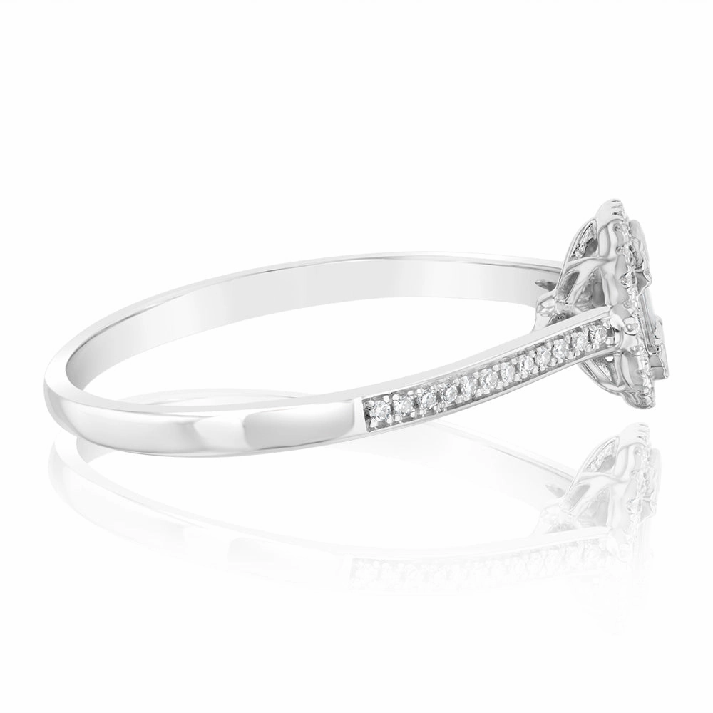 9ct White Gold 1/4 Carat Diamond Halo Dress Ring