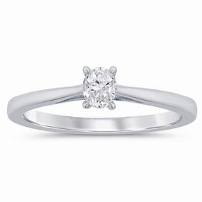 9ct White Gold 1/5 Carat Oval Diamond Solitaire Ring