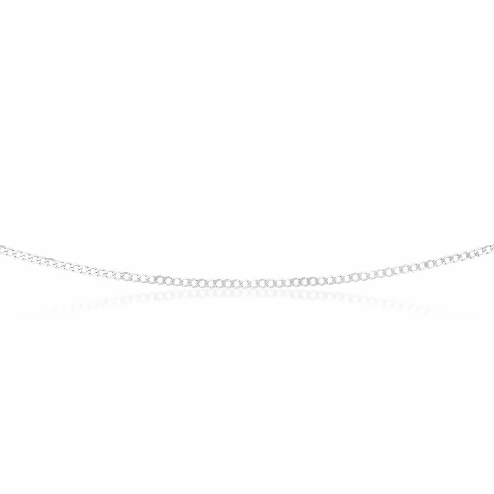 9ct White Gold 50 Gauge Tight Curb 46cm Chain