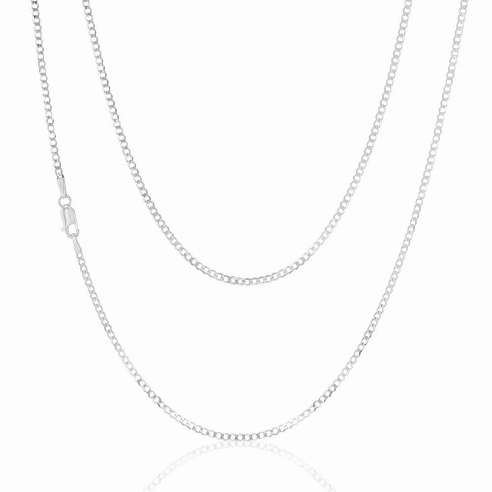 9ct White Gold 50 Gauge Tight Curb 46cm Chain