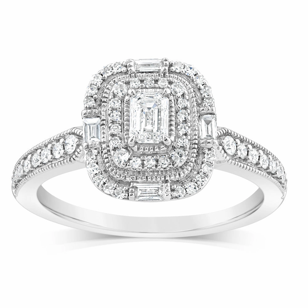 9ct White Gold Brilliant Cut Ring in 1/2 Carat Natural Diamonds