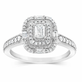 9ct White Gold Brilliant Cut Ring in 1/2 Carat Natural Diamonds