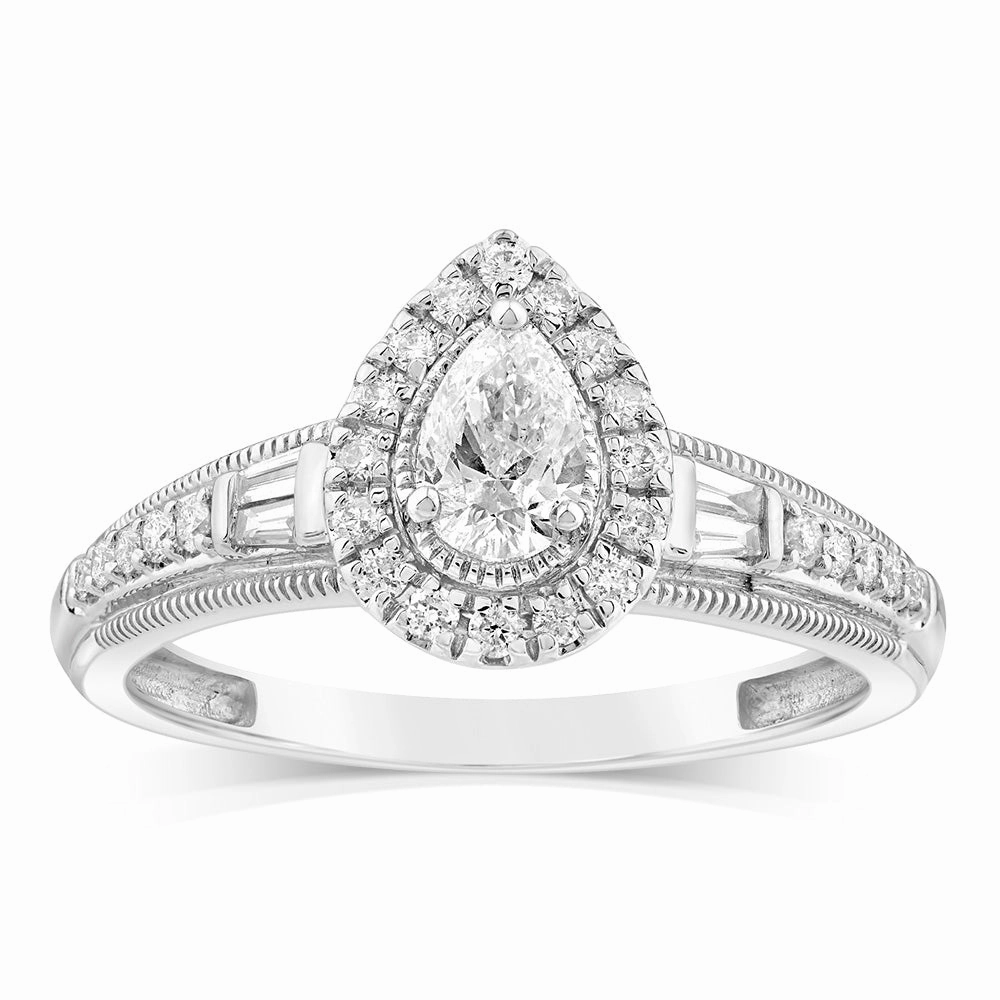 9ct White Gold Mix Shaped Cut Ring in 1/2 Carat Natural Diamonds