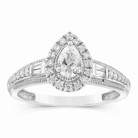 9ct White Gold Mix Shaped Cut Ring in 1/2 Carat Natural Diamonds