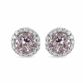 9ct White Gold Morg/16di Rnd Stud