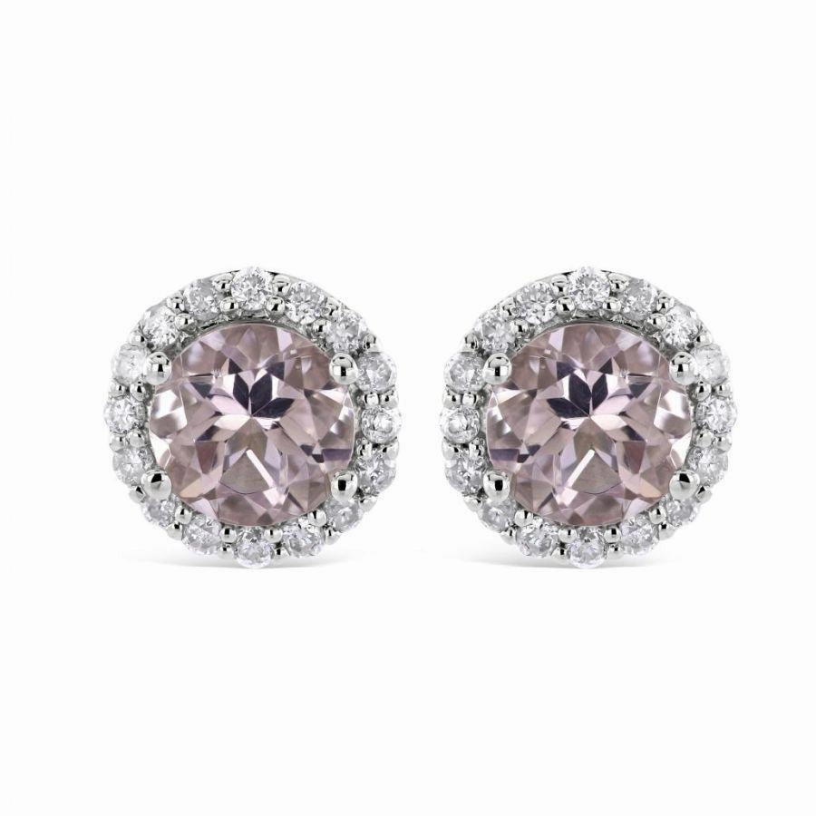 9ct White Gold Morg/16di Rnd Stud