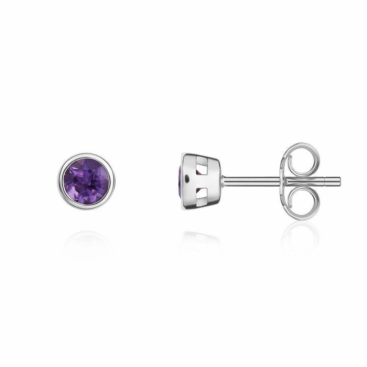 9ct white gold round amethyst set stud earrings