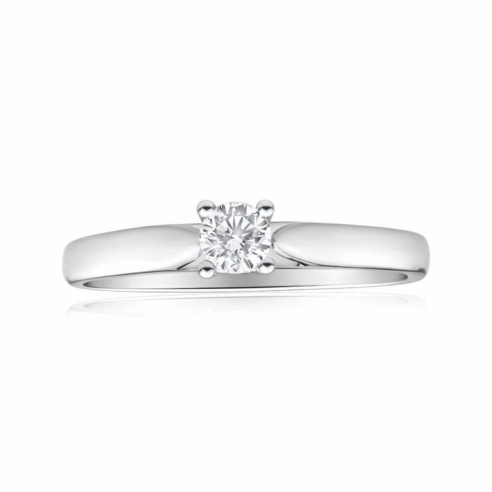 9ct White Gold Solitaire Ring With 0.2 Carat Diamond