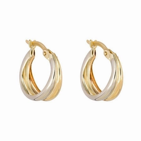 9ct Yellow & White Gold Hoop Earrings