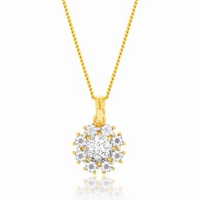9ct Yellow And White Gold Two Tone Round Pendant