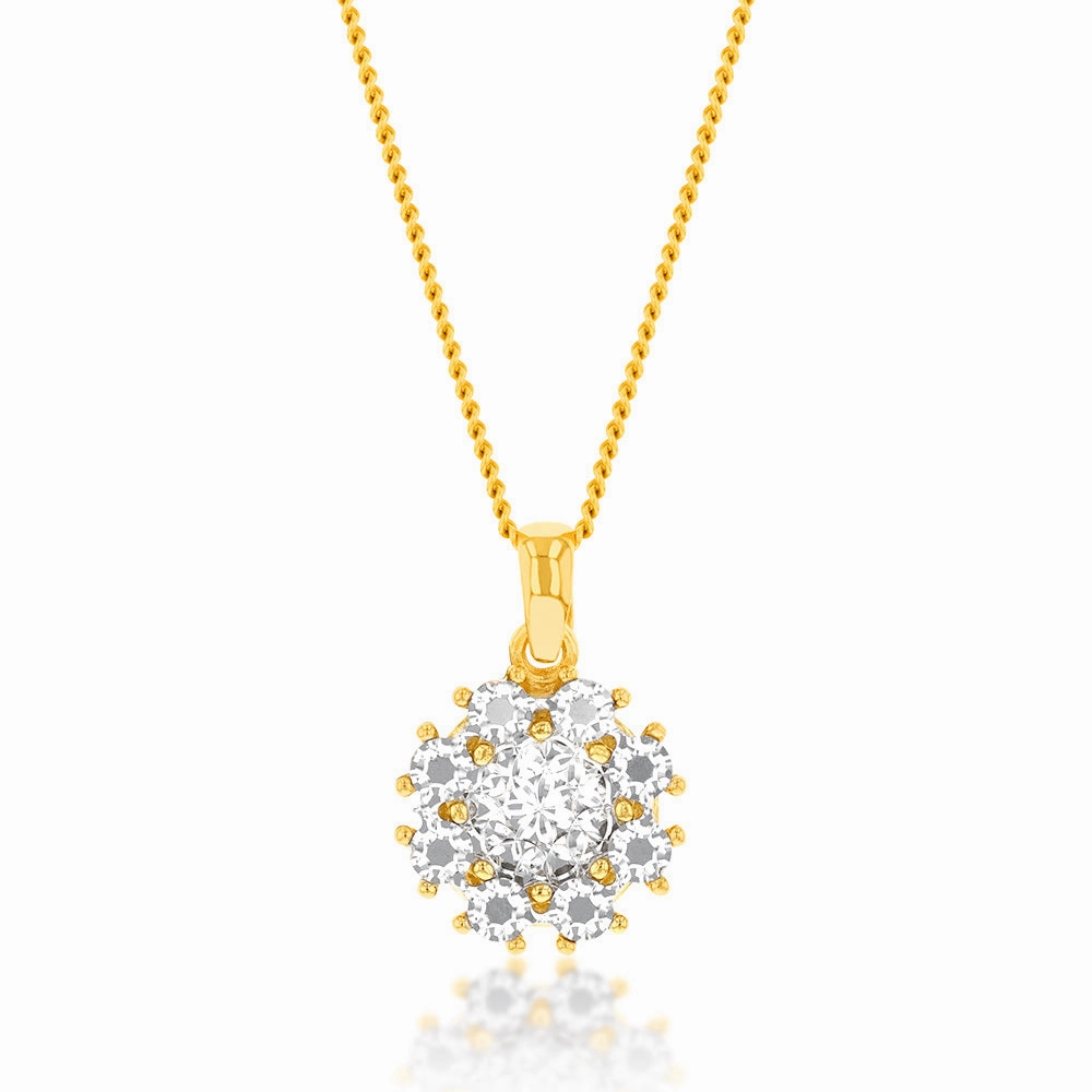 9ct Yellow And White Gold Two Tone Round Pendant