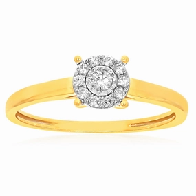 9ct Yellow Gold 0.10 Carat Diamond Ring