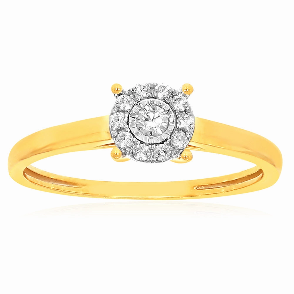 9ct Yellow Gold 0.10 Carat Diamond Ring