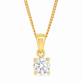 9ct Yellow Gold 0.90 Ct Solitaire Cubic Zirconia Pendant