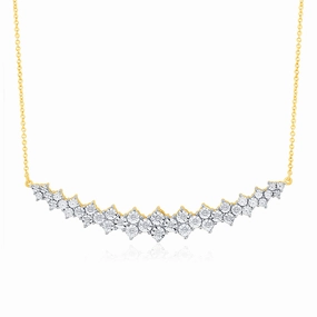 9ct Yellow Gold 1/10 Carat Diamond Curved Chain Necklace