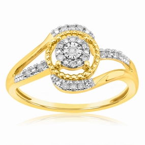 9ct Yellow Gold 1/10 Carat Diamond Dress Ring