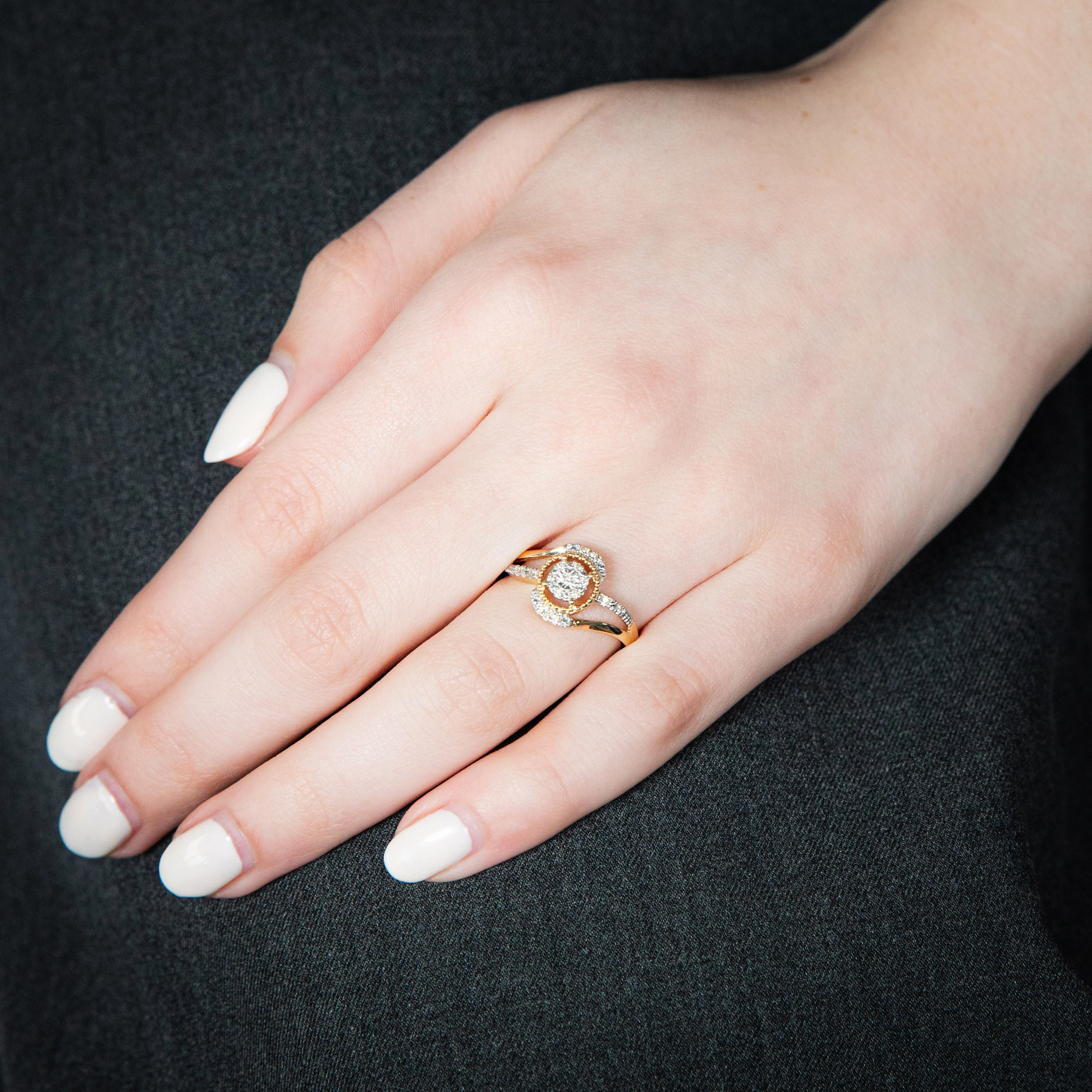 9ct Yellow Gold 1/10 Carat Diamond Dress Ring