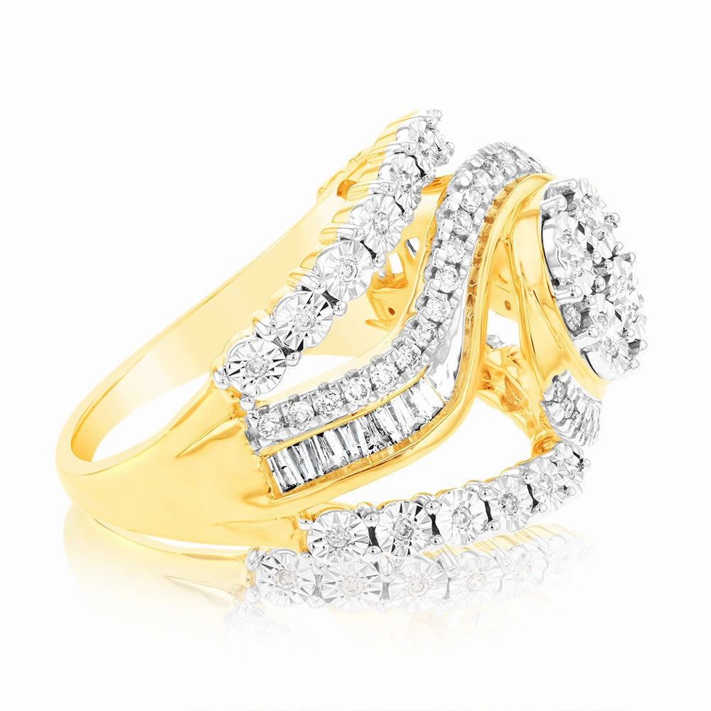 9ct Yellow Gold 1/2 Carat Diamond "Big Look" Dress Ring