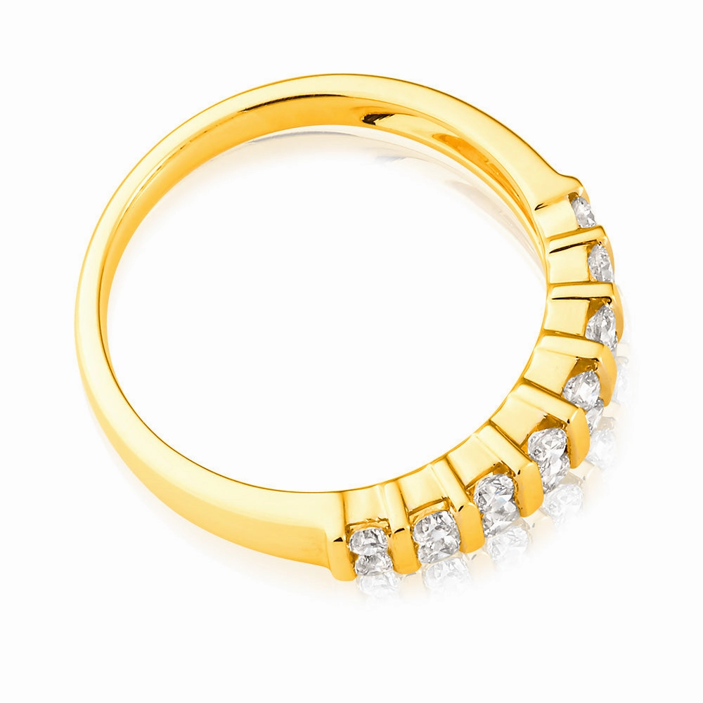9ct Yellow Gold 1/2 Carat Double Row Channel Set Diamond Ring