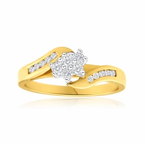 9ct Yellow Gold 1/4 Carat Channel Set Diamond Ring