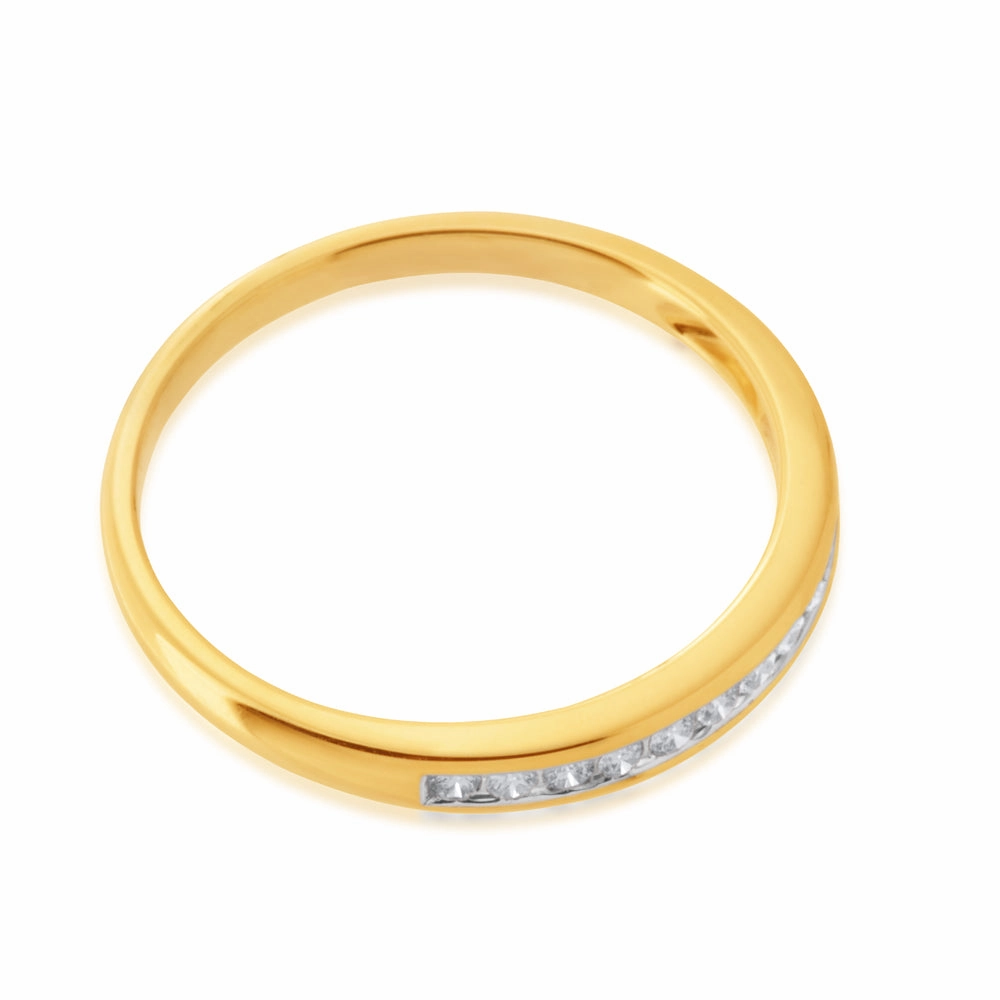 9ct Yellow Gold 1/4 Carat Channel Set Diamond Ring with 13 Brilliant Diamonds