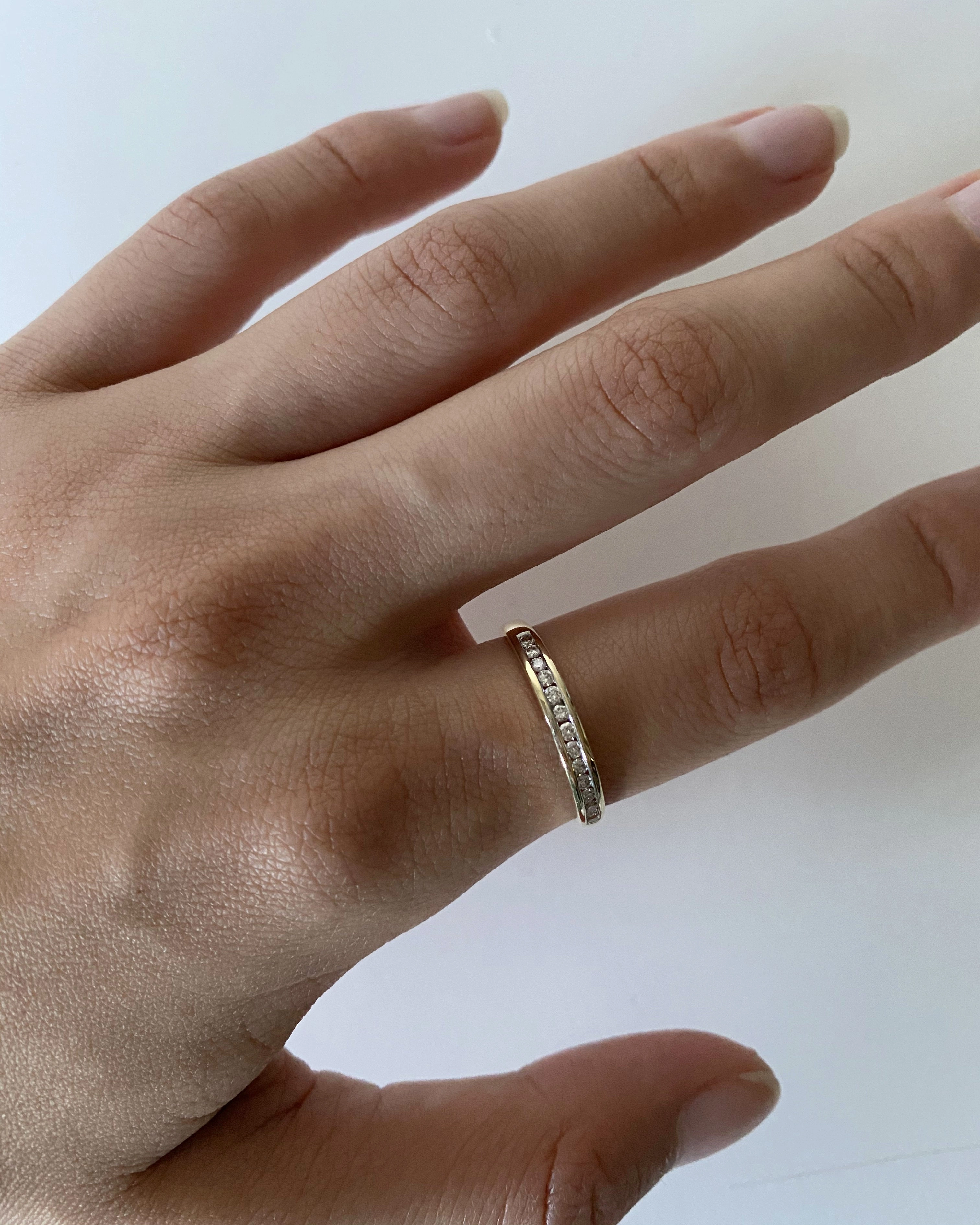 9ct Yellow Gold 1/4 Carat Channel Set Diamond Ring with 13 Brilliant Diamonds