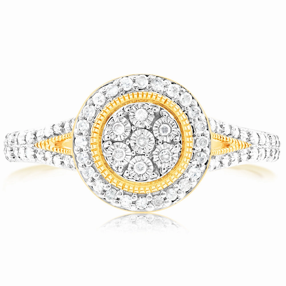 9ct Yellow Gold 1/4 Carat Diamond Dress Ring