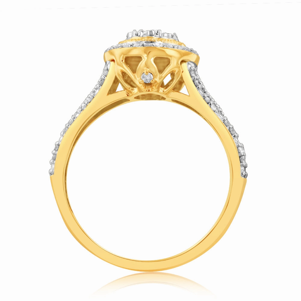 9ct Yellow Gold 1/4 Carat Diamond Dress Ring