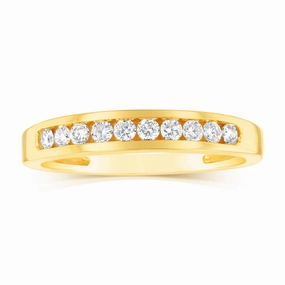 9ct Yellow Gold 1/4 Carat Diamond Eternity Ring with 10 Brilliant Diamonds