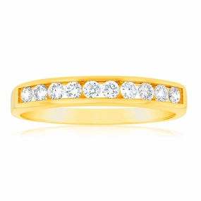 9ct Yellow Gold 1/4 Carat Diamond Ring Set with 10 Brilliant Diamonds
