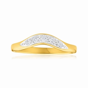 9ct Yellow Gold 1/6 Carat Diamond Curved Ring
