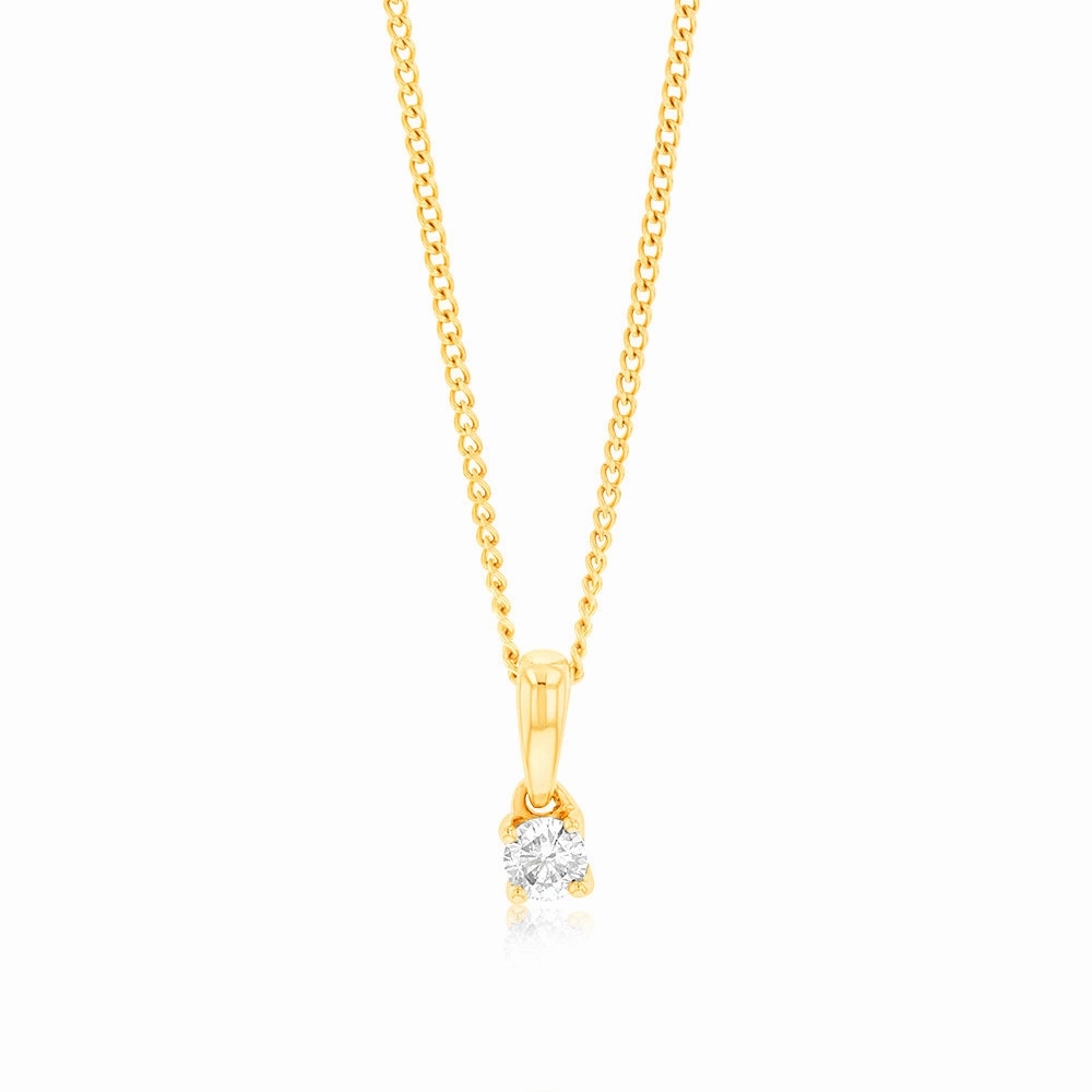 9ct Yellow Gold 1/6 Carat Diamond Pendant