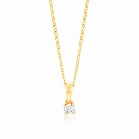 9ct Yellow Gold 1/6 Carat Diamond Pendant
