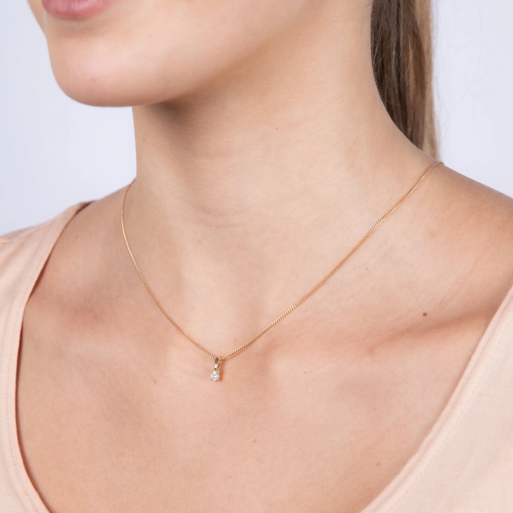 9ct Yellow Gold 1/6 Carat Diamond Pendant