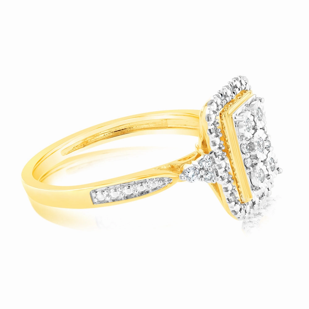 9ct Yellow Gold 1/6 Carat Diamond Ring