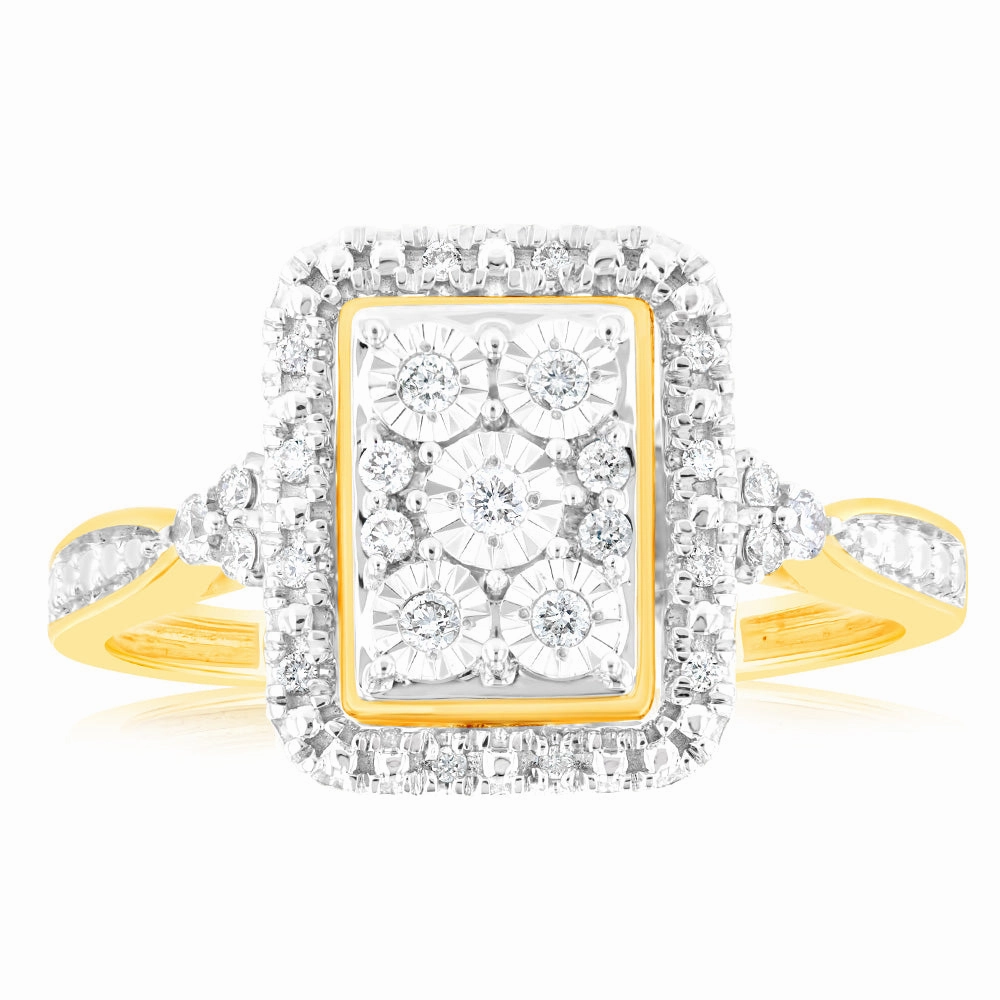 9ct Yellow Gold 1/6 Carat Diamond Ring